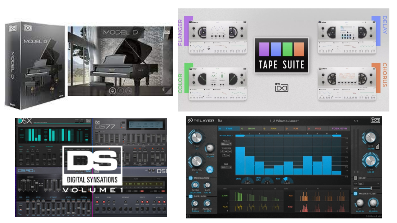 UVI 4 Plugins Bundle (Tape, Delay, Synth, Piano)